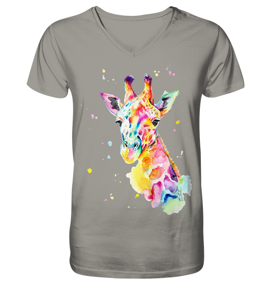 Bunte Giraffe - V-Neck Shirt