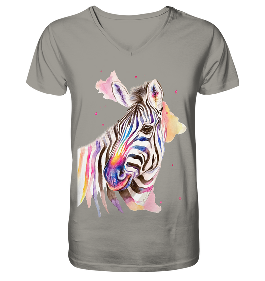 Buntes Zebra - V-Neck Shirt