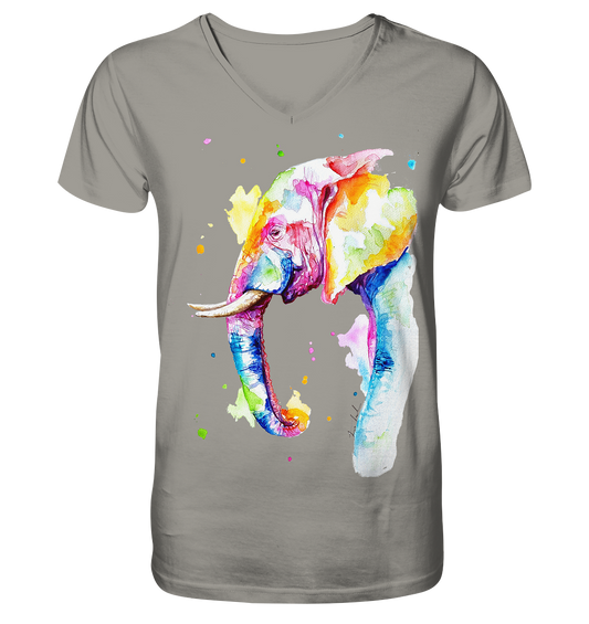 Bunter Elefant - V-Neck Shirt