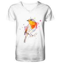 Lade das Bild in den Galerie-Viewer, Buntes Rotkehlchen - V-Neck Shirt
