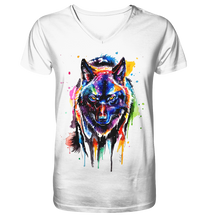 Lade das Bild in den Galerie-Viewer, Bunter schwarzer Wolf - V-Neck Shirt
