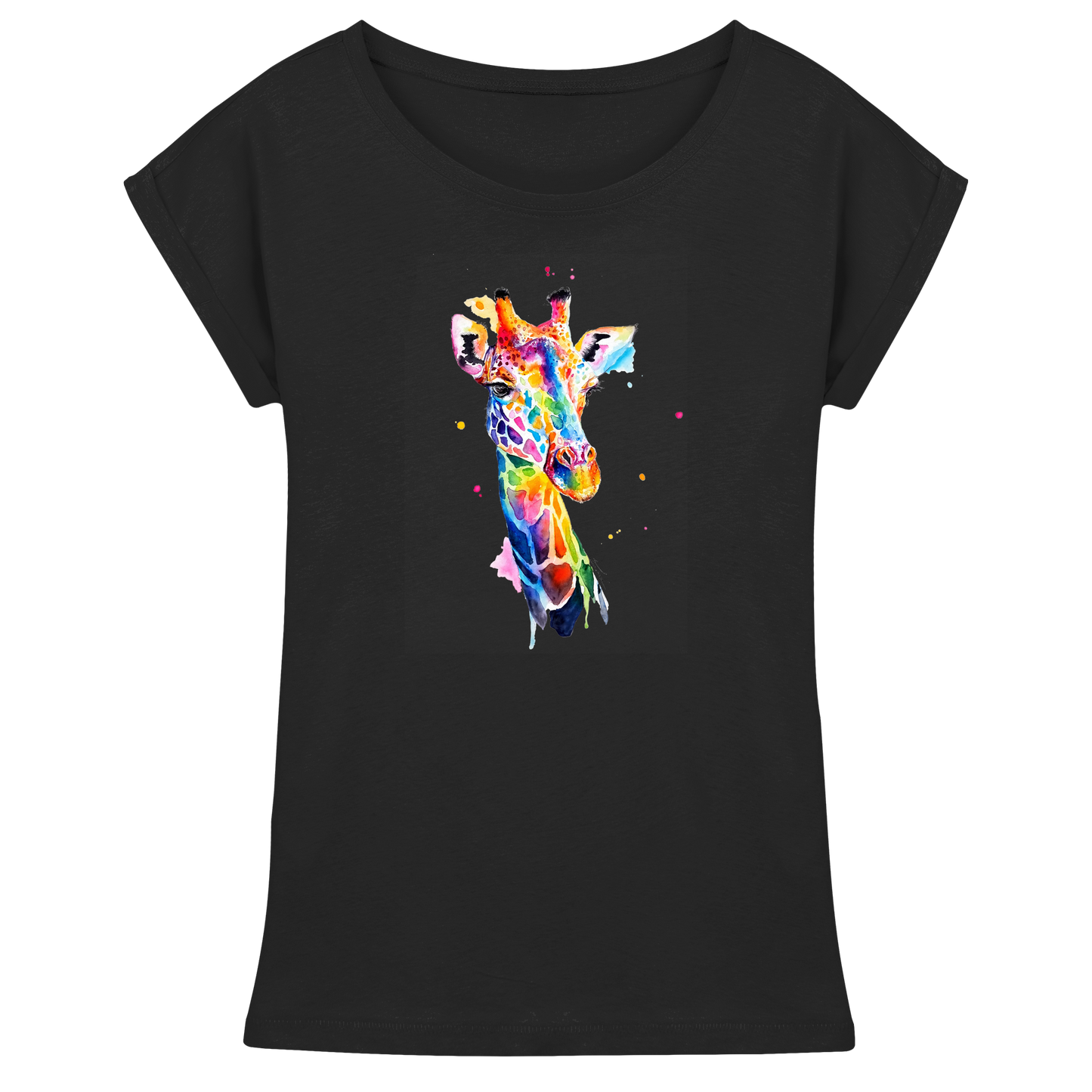 Motiv farbenfrohe Giraffe - Womens Extended Shoulder T-Shirt