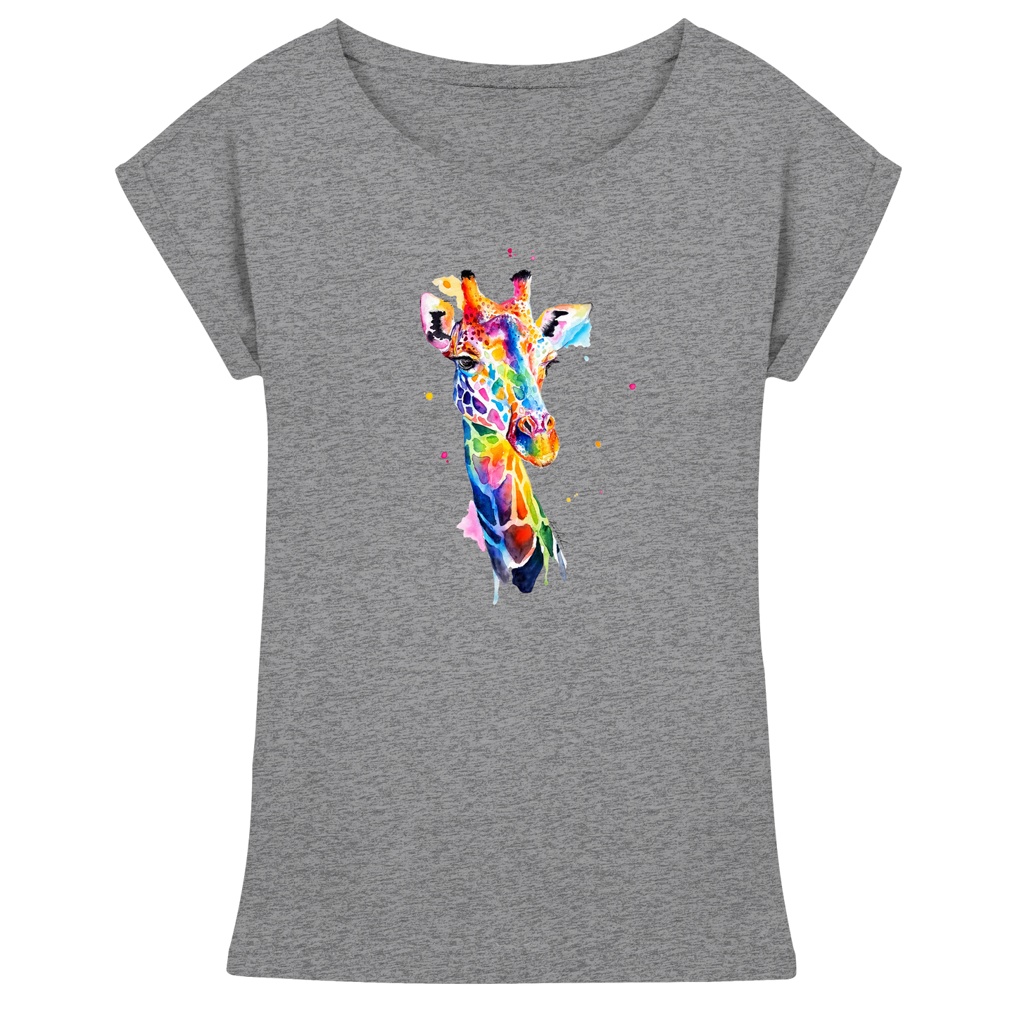 Motiv farbenfrohe Giraffe - Womens Extended Shoulder T-Shirt