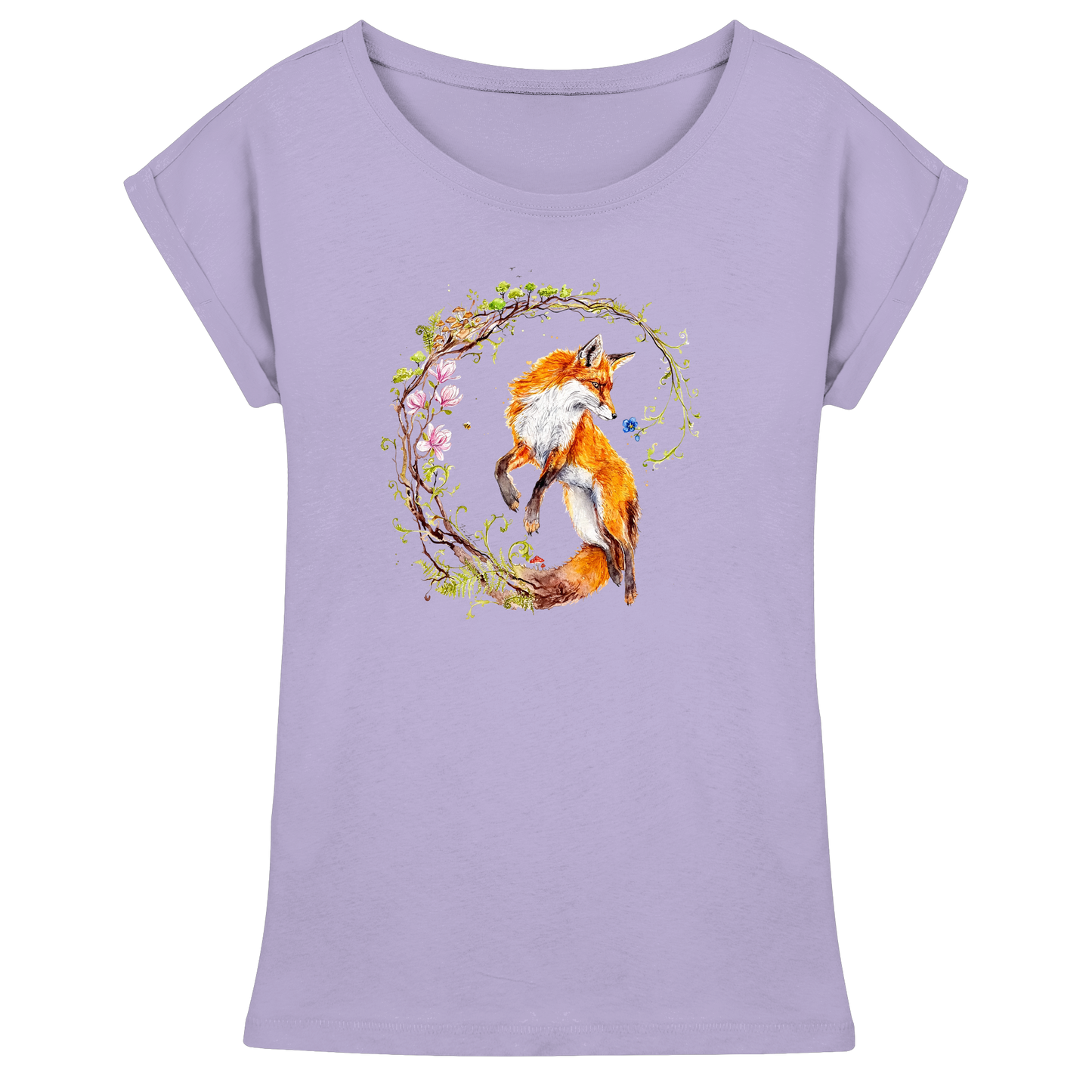 Fuchs mit Rankenillustration - Womens Extended Shoulder T-Shirt