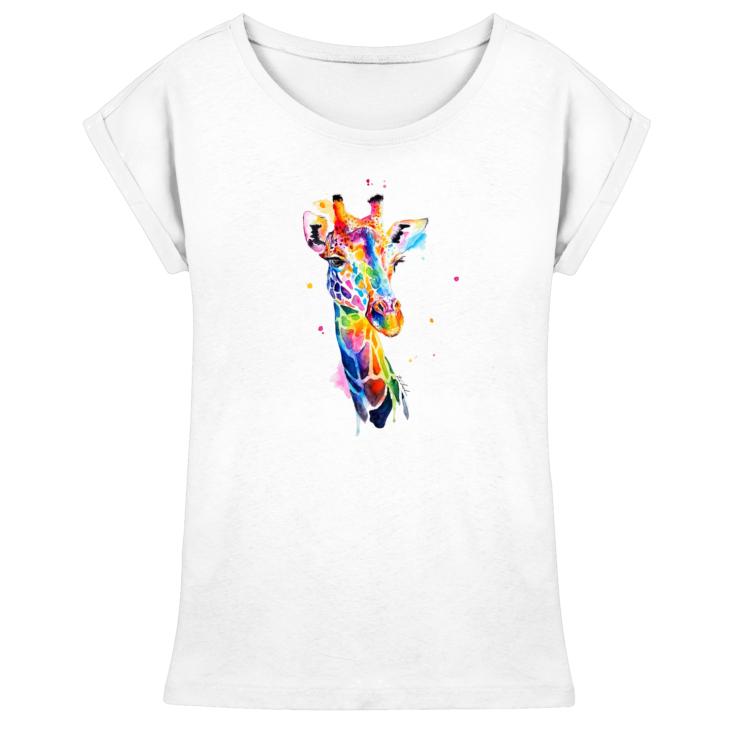 Motiv farbenfrohe Giraffe - Womens Extended Shoulder T-Shirt