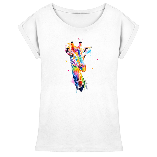 Motiv farbenfrohe Giraffe - Womens Extended Shoulder T-Shirt