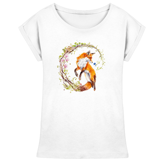 Fuchs mit Rankenillustration - Womens Extended Shoulder T-Shirt
