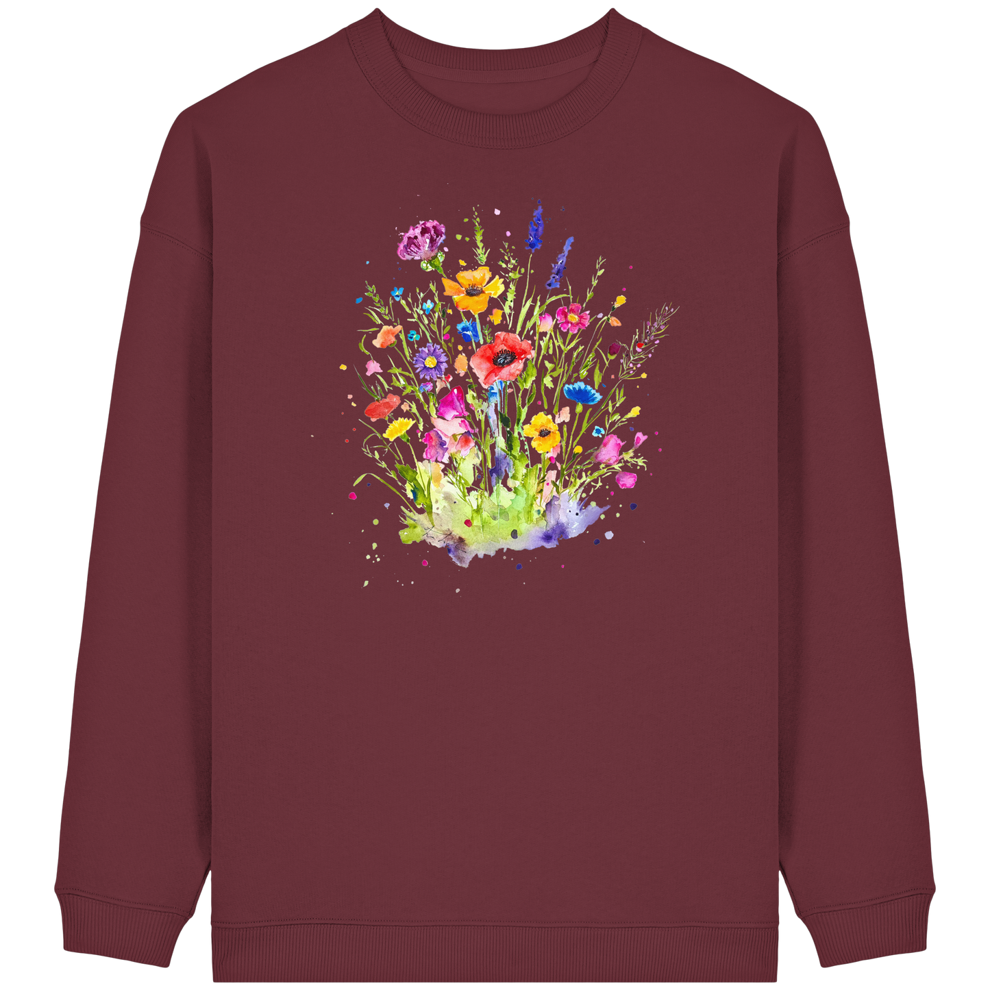 Wildblumen in Aquarell - Womens Organic Oversized Sweatshirt