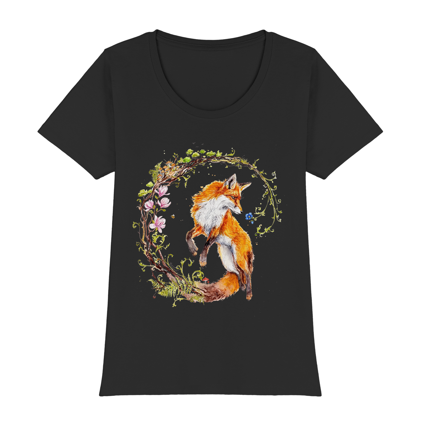 Fuchs mit Rankenillustration - Womens Premium Classic T-Shirt