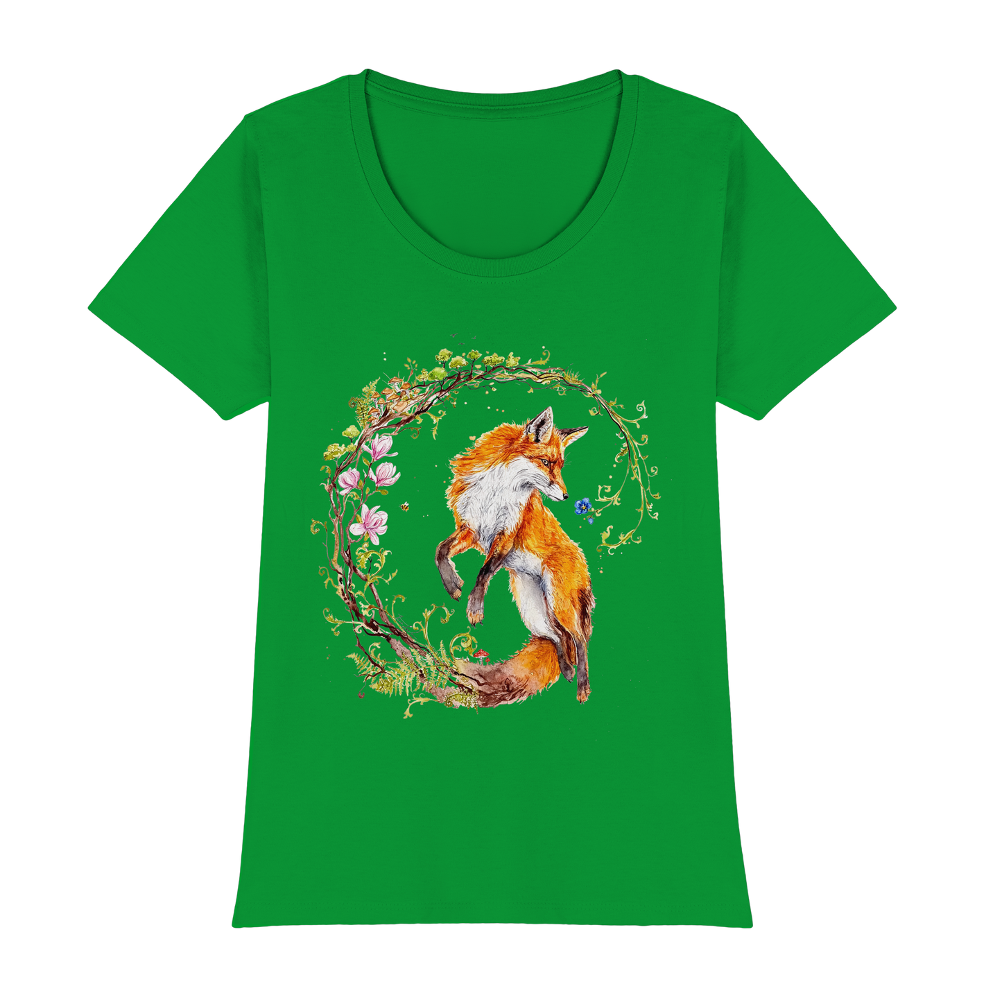 Fuchs mit Rankenillustration - Womens Premium Classic T-Shirt