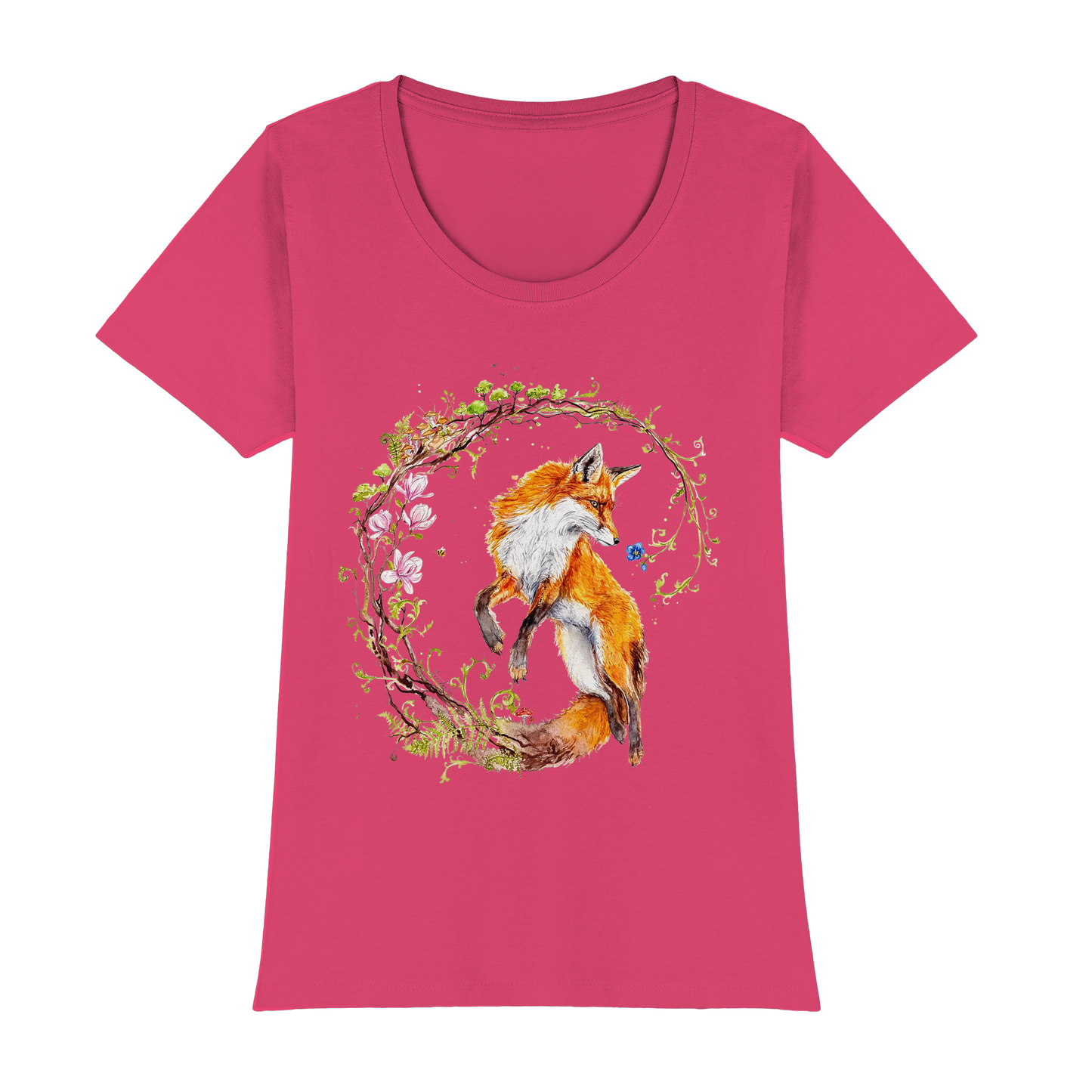 Fuchs mit Rankenillustration - Womens Premium Classic T-Shirt