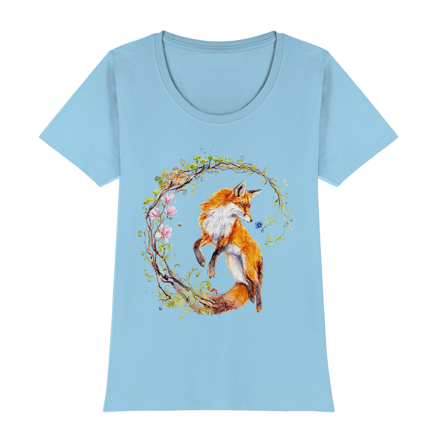 Fuchs mit Rankenillustration - Womens Premium Classic T-Shirt