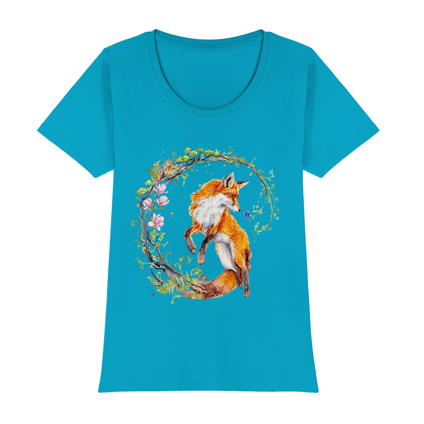 Fuchs mit Rankenillustration - Womens Premium Classic T-Shirt
