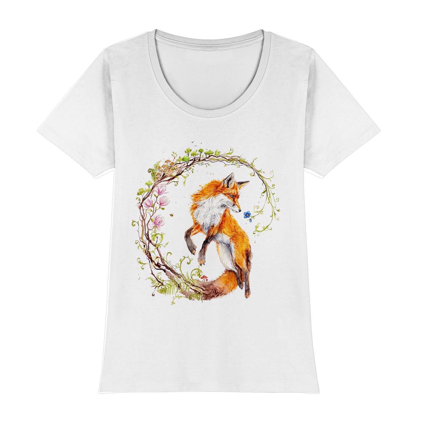 Fuchs mit Rankenillustration - Womens Premium Classic T-Shirt