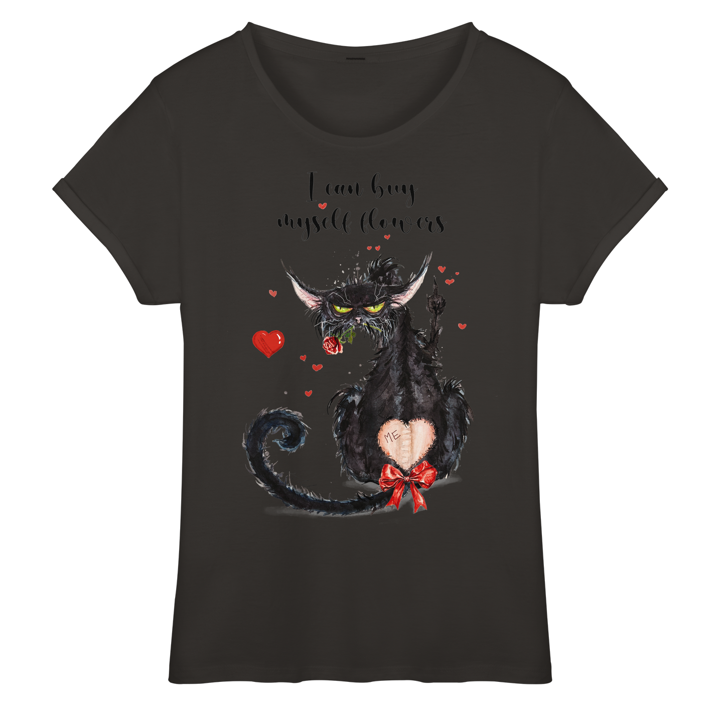 Feministische Valentins - F**U-Cat  - Womens Roll-Up T-Shirt