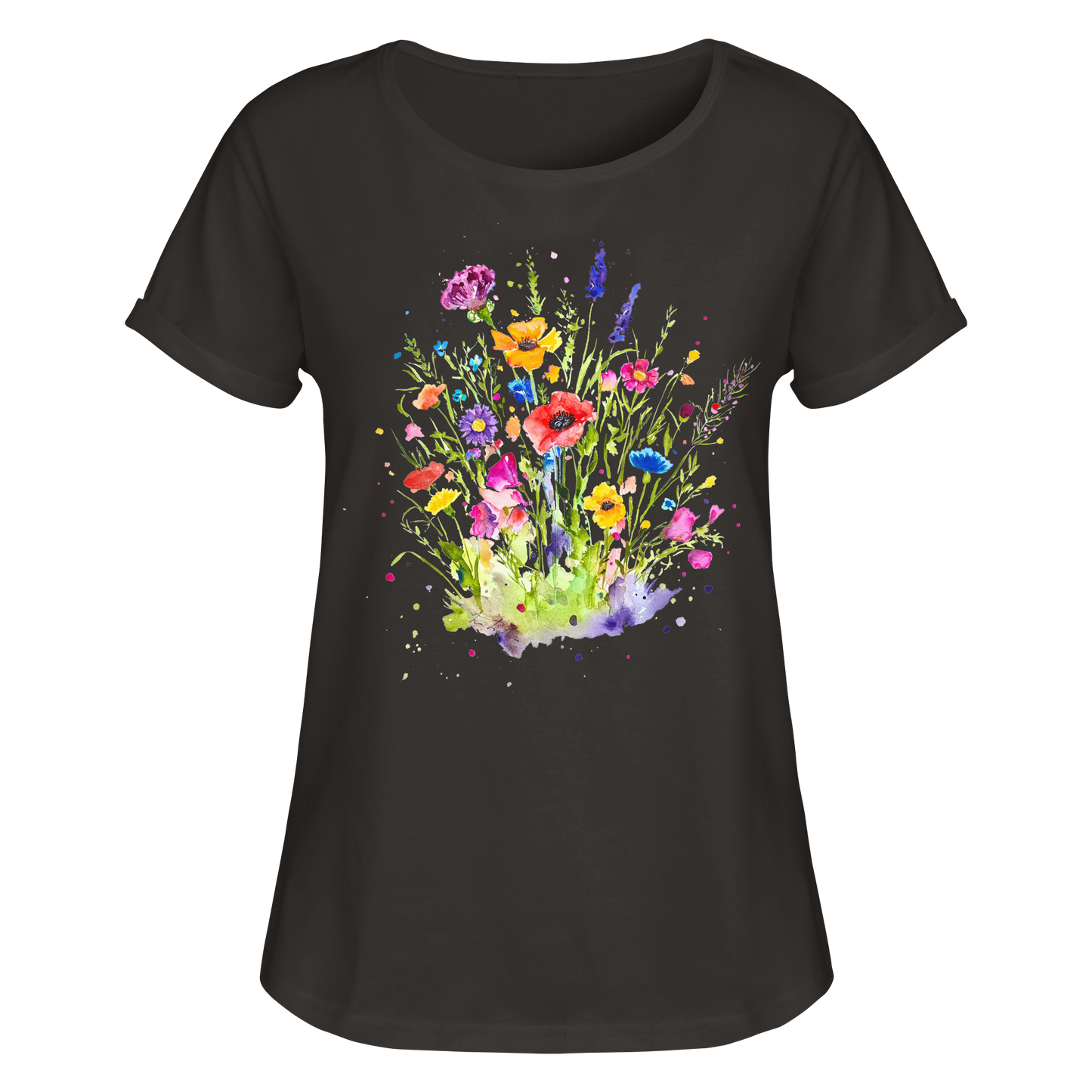 Wildblumen in Aquarell - Womens Roll-Up T-Shirt