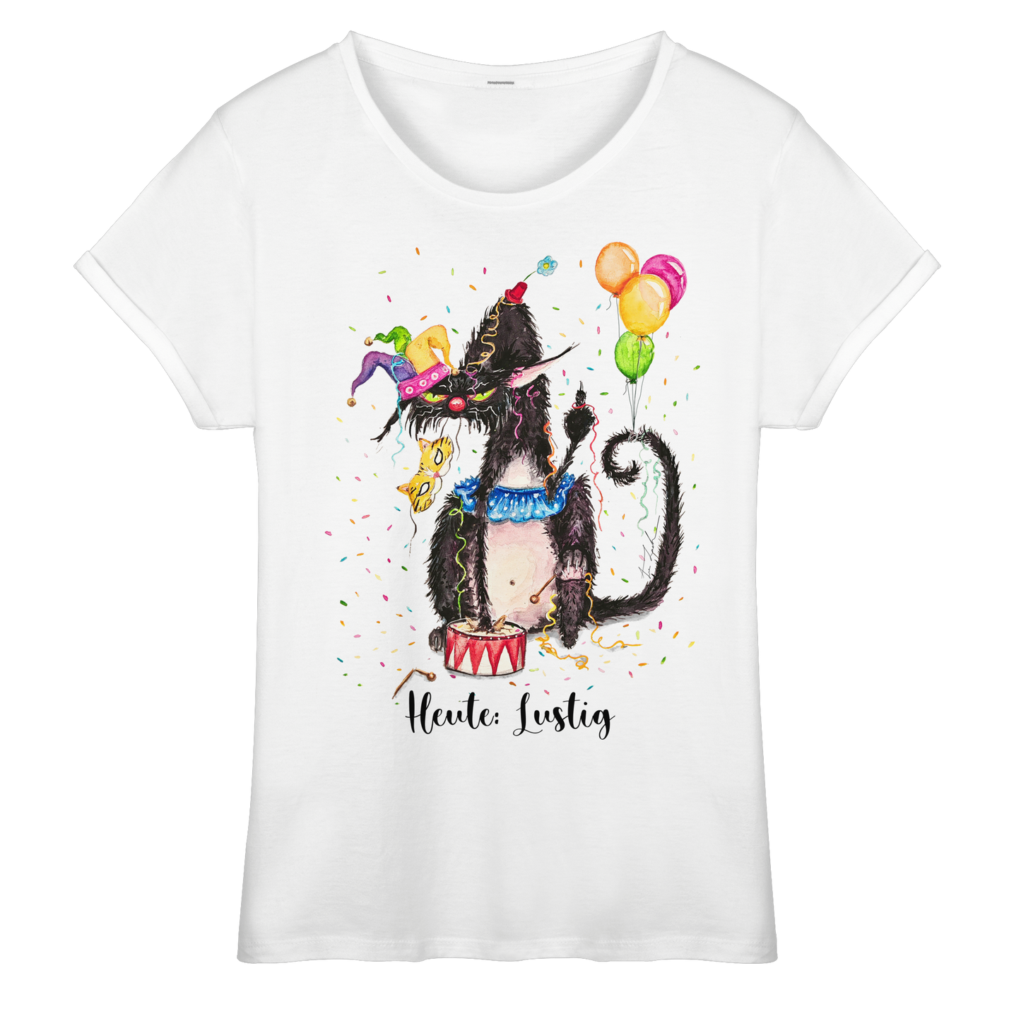 Lustige F*U-Cat  - Womens Roll-Up T-Shirt