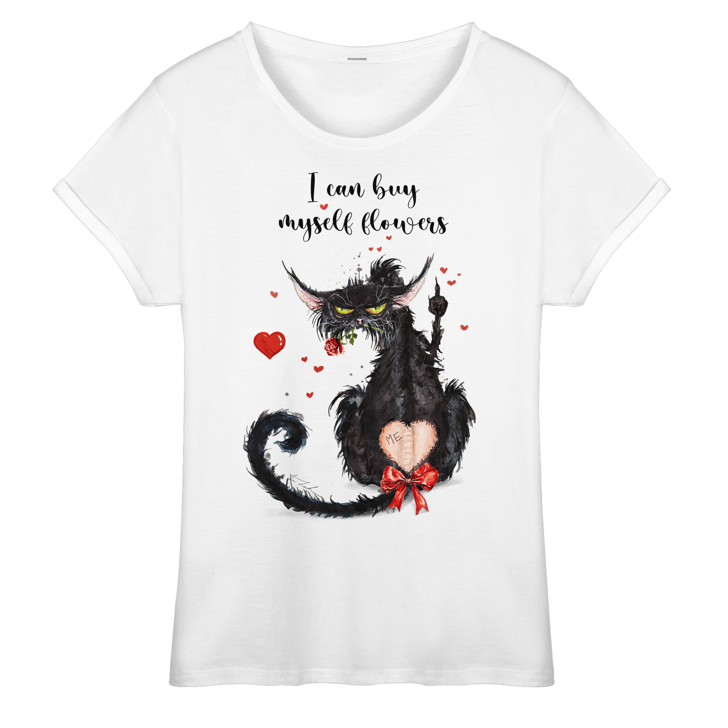 Feministische Valentins - F**U-Cat  - Womens Roll-Up T-Shirt