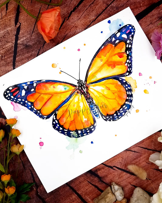 Gelber Schmetterling in Aquarell - Kunstdruck