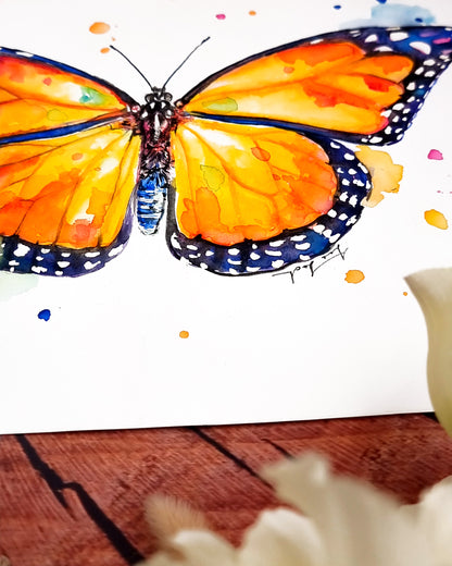 Gelber Schmetterling in Aquarell - Kunstdruck