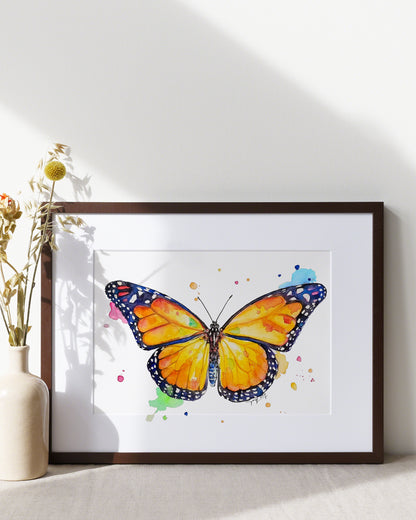 Gelber Schmetterling in Aquarell - Kunstdruck