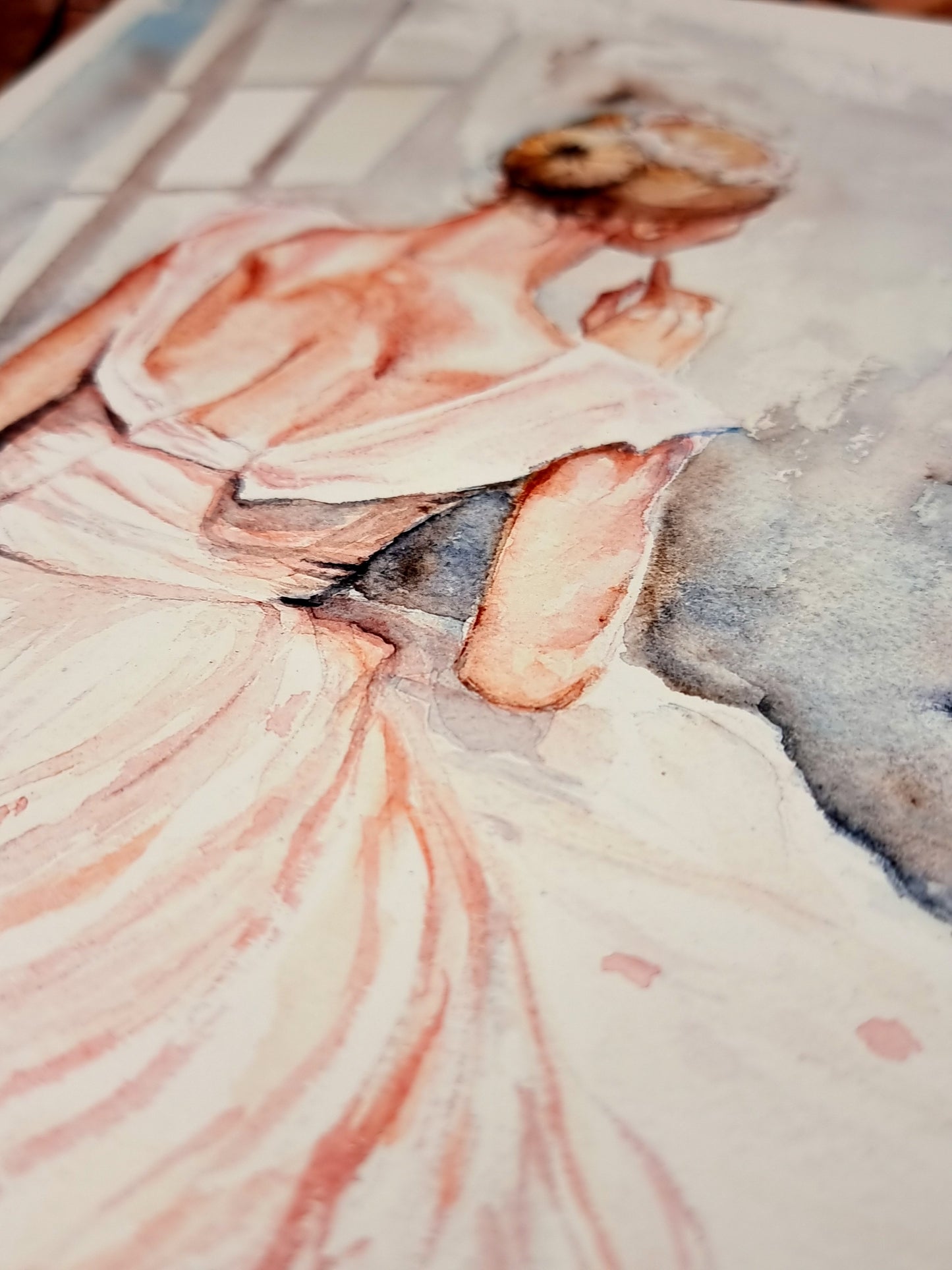 Ballerina in Aquarell - Zartes Gemälde einer Baletttänzerin - Flora