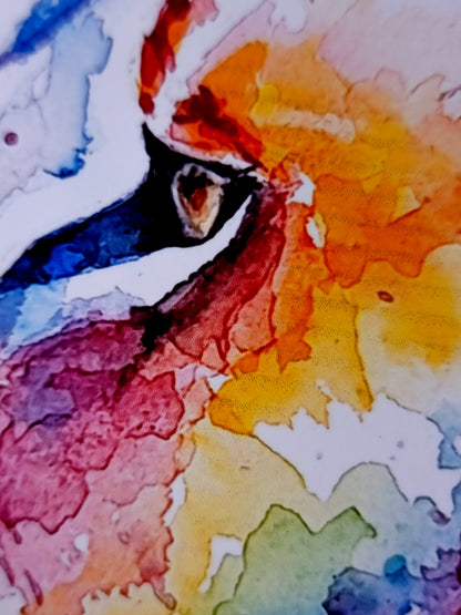 Bunter Löwe in Aquarell  - Farbenfroher Kunstdruck -Löwe Harvey