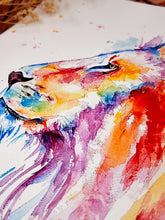 Lade das Bild in den Galerie-Viewer, Bunter Löwe in Aquarell  - Farbenfroher Kunstdruck -Löwe Harvey
