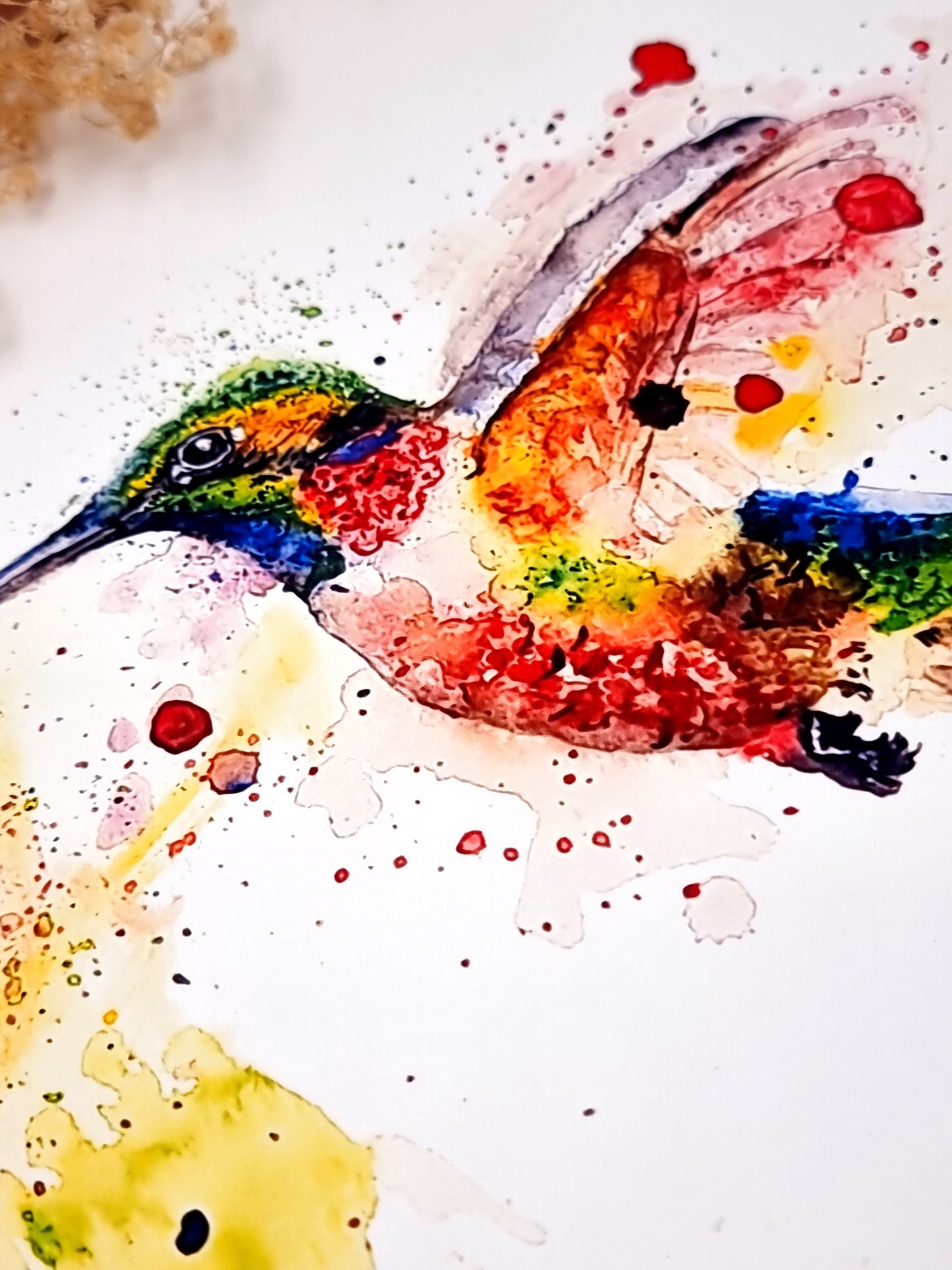 Farbenfroher Kolibri in Aquarell - Kunstdruck - Kolibri Tilia