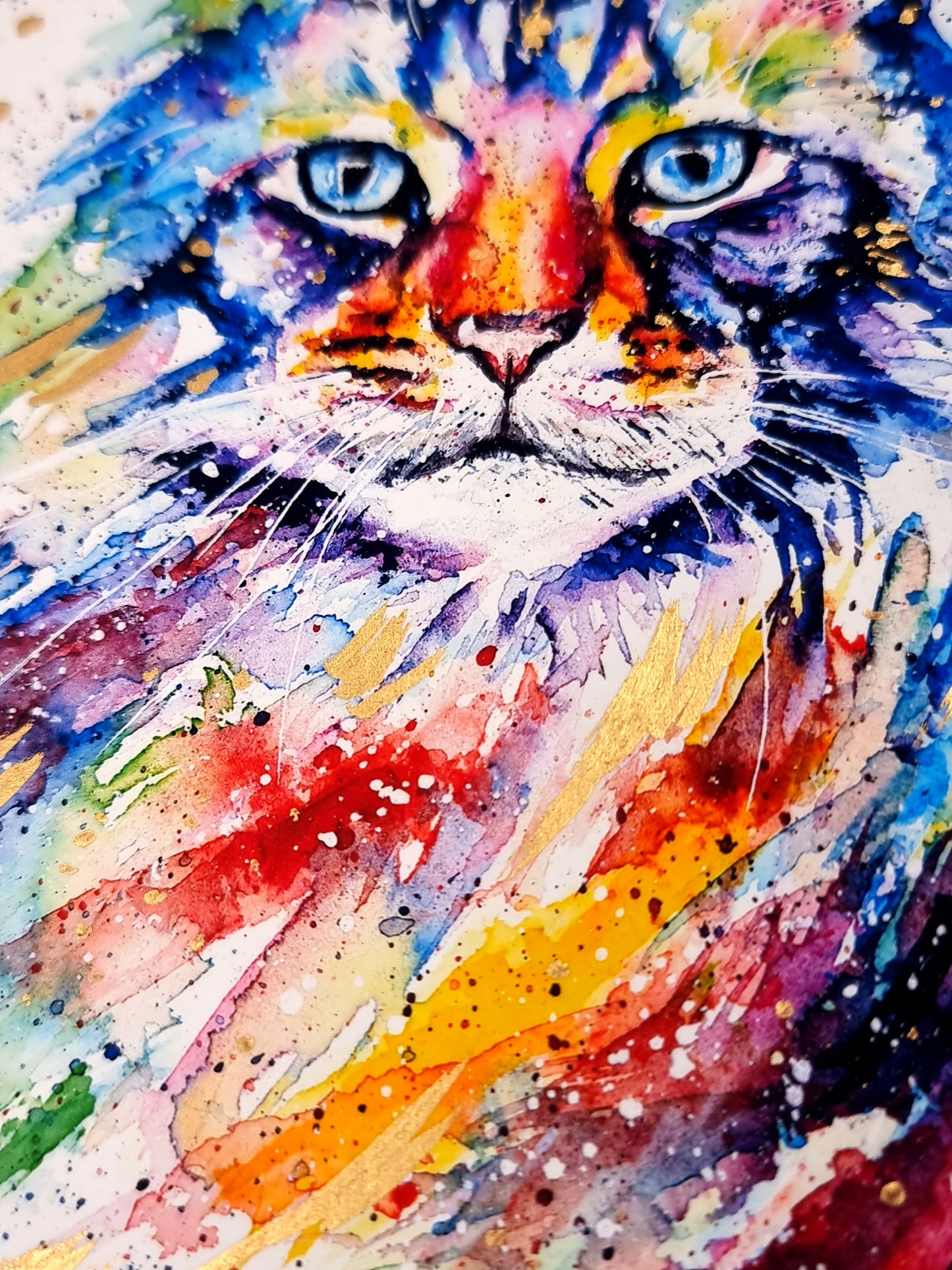 Katze in Aquarell - Bunter Kunstdruck - Katze Luzy