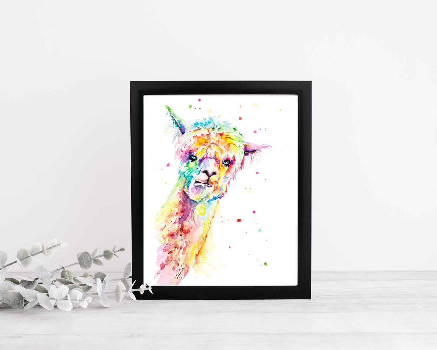 Alpaka in Aquarell - Bunter Kunstdruck - Alpaka Maurice