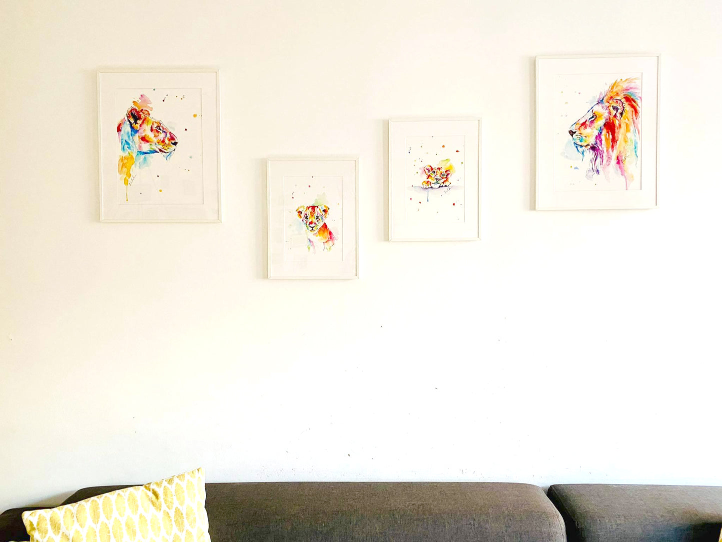 Löwenfamilie in Aquarell - Set - Kunstdruck