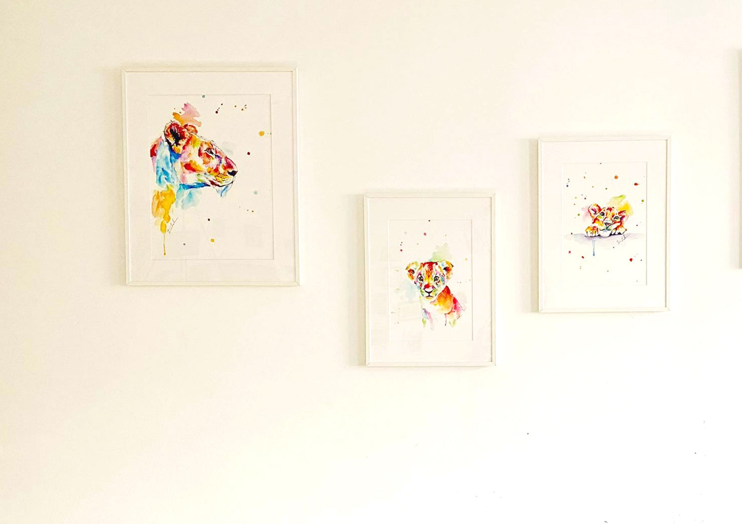 Löwenfamilie in Aquarell - Set - Kunstdruck