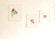 Lade das Bild in den Galerie-Viewer, Löwenfamilie in Aquarell - Set - Kunstdruck
