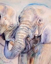Lade das Bild in den Galerie-Viewer, Aquarell-Bild als Kunstdruck  - A und B - Elefantenliebe
