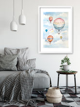 Lade das Bild in den Galerie-Viewer, Heißluftballons in Aquarell - Kunstdruck - Montgolfière
