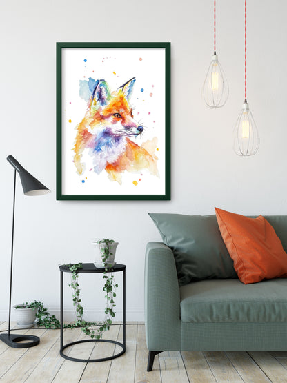 Fuchs in Aquarell  - bunter Kunstdruck - Finja