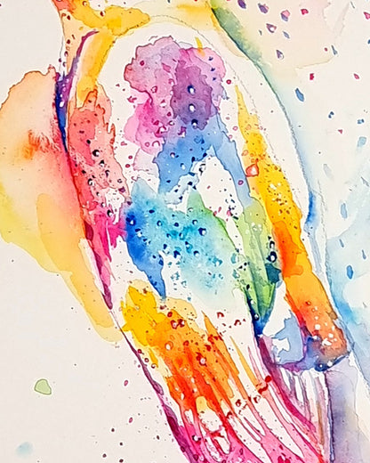 Schleiereule - farbenfroher Aquarell Kunstdruck -  Olina