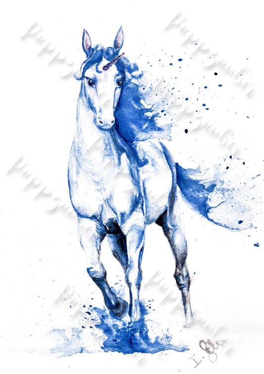 Einhorn in Aquarell - Kunstdruck