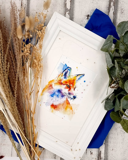 Fuchs in Aquarell  - bunter Kunstdruck - Finja