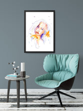 Lade das Bild in den Galerie-Viewer, Sternzeichen Fische in Aquarell - Zartes Portrait einer Frau
