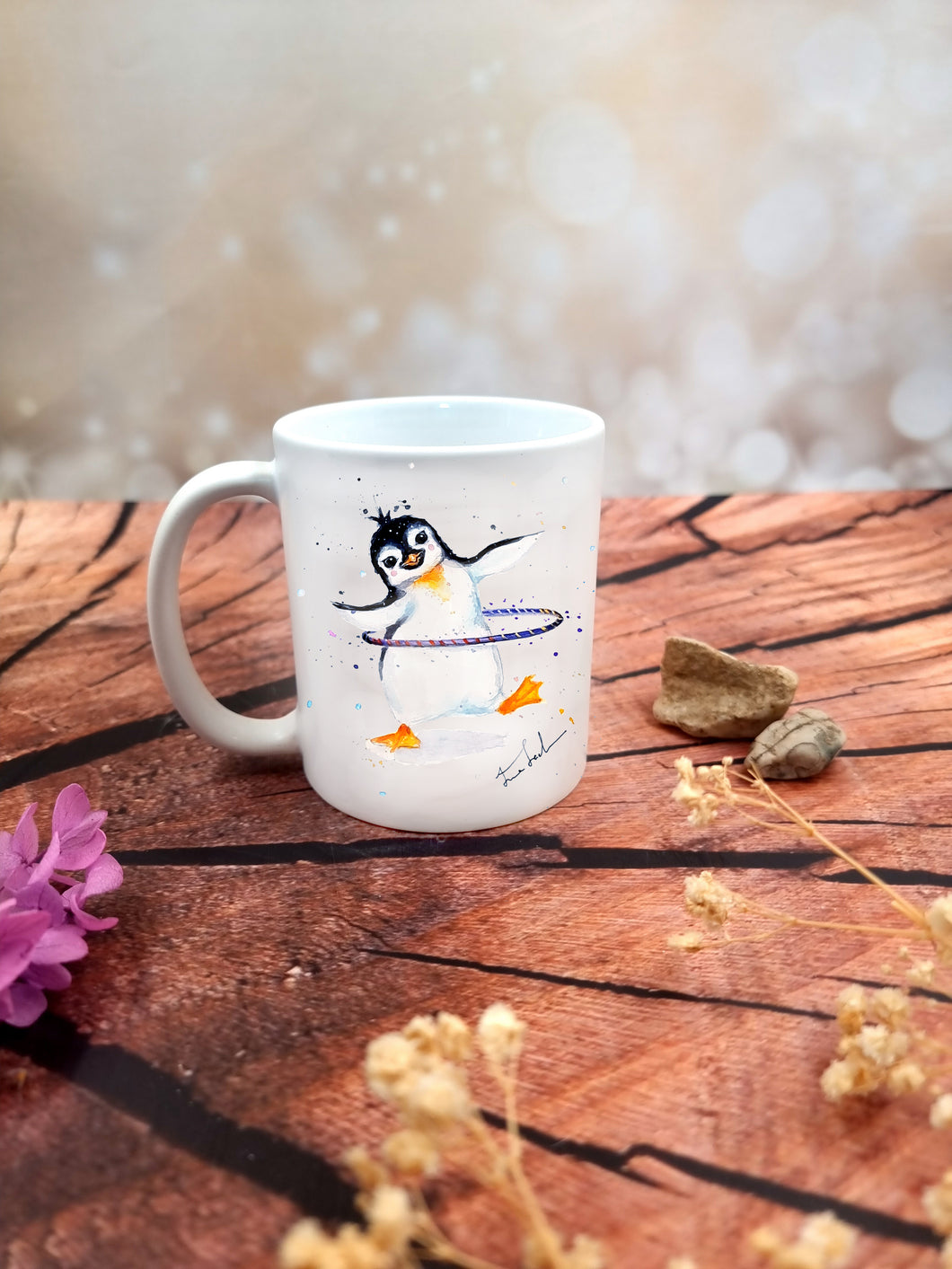 Tasse mit Hula Hoop Pinguin Happy Emmy – Pappzauber