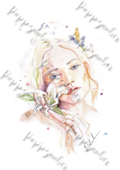 Sternzeichen Jungfrau - Aquarellkunstdruck