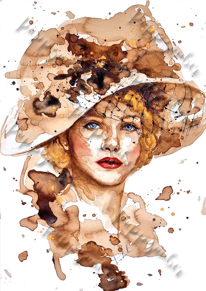 Portrait einer Frau in Kaffee - Kunstdruck Monique