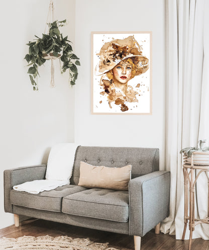 Portrait einer Frau in Kaffee - Kunstdruck Monique