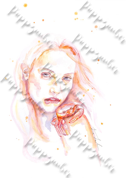 Sternzeichen Krebs in Aquarell - zarter Kunstdruck