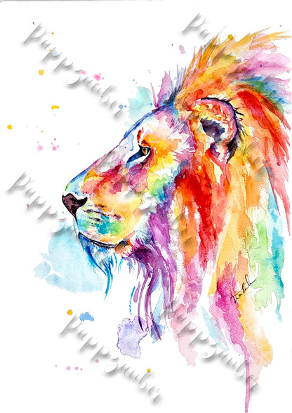 Löwenfamilie in Aquarell - Set - Kunstdruck