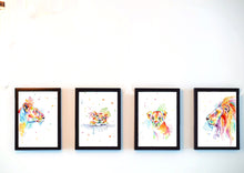 Lade das Bild in den Galerie-Viewer, Löwenfamilie in Aquarell - Set - Kunstdruck
