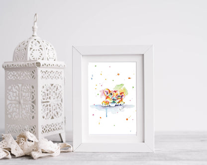 Löwenkind in Aquarell - Kunstdruck - Yuki
