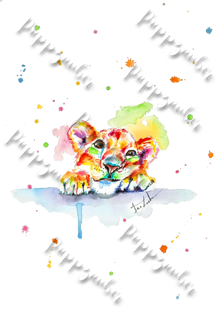 Löwenfamilie in Aquarell - Set - Kunstdruck